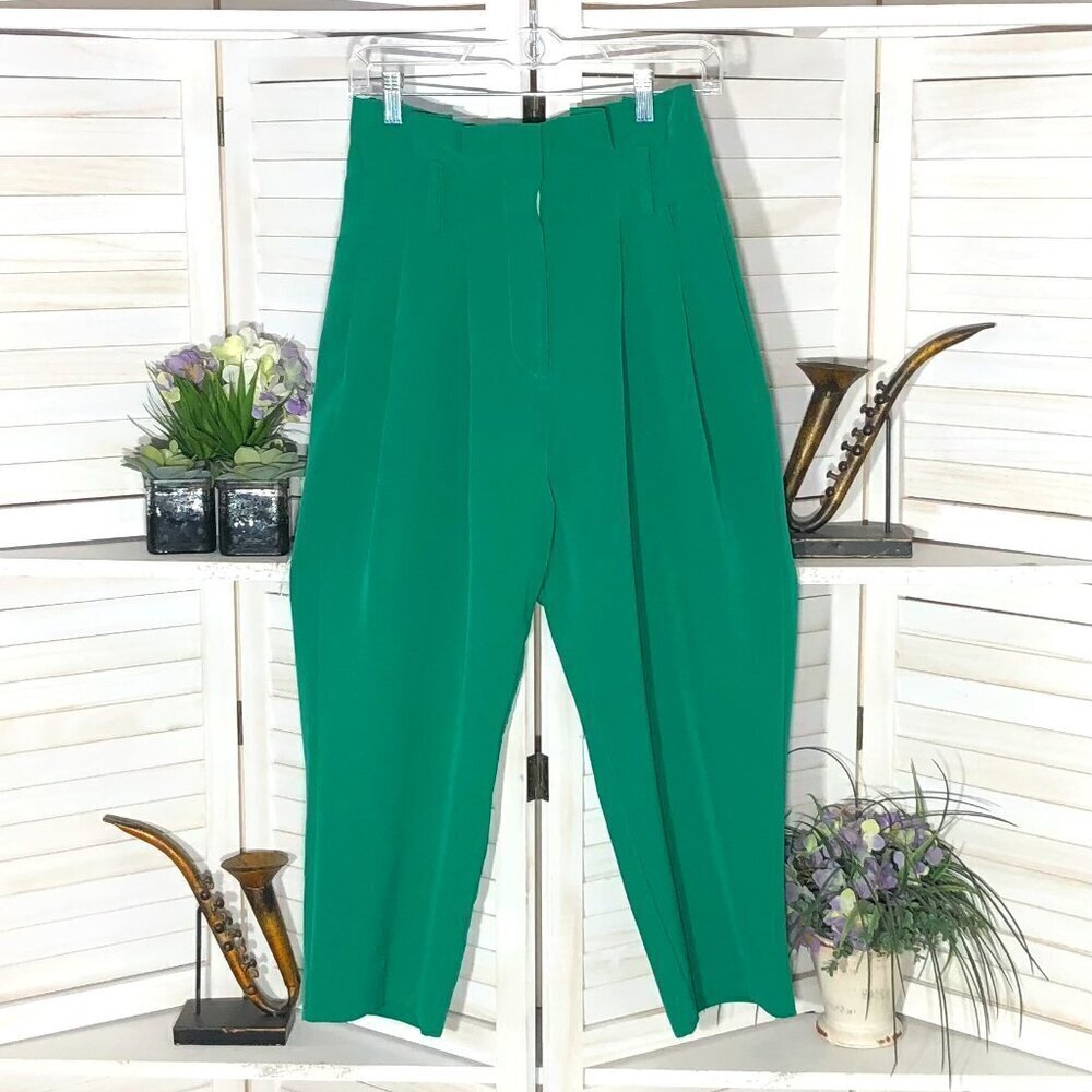Revolve pants high waist wide barrel legs pleated preppy career resort cruise S